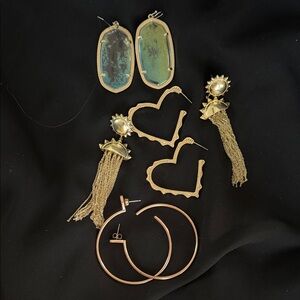 Kendra Scott Gold and Green Earring Set